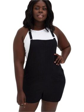 torrid Linen Blend Shortalls 3.5” Stretch Black 4X